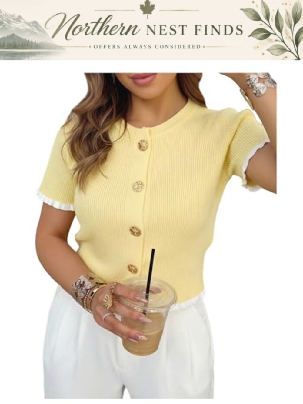 SOLY HUX Ribbed Knit Short Sleeve Button Front Cardigan Lightweight Summer